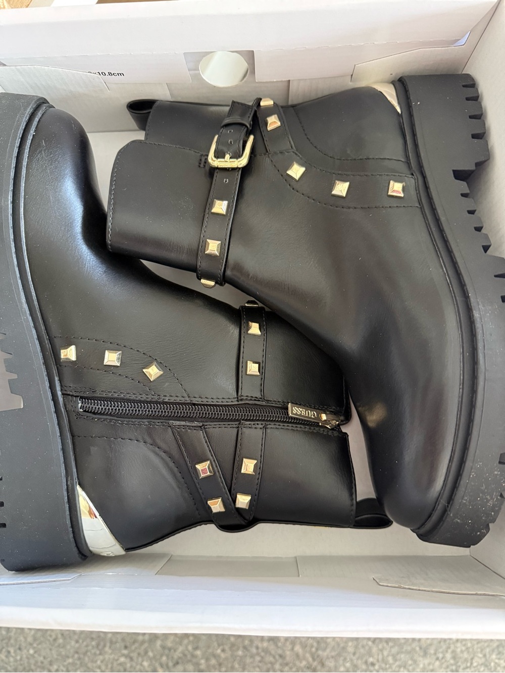 Guess black & gold boots